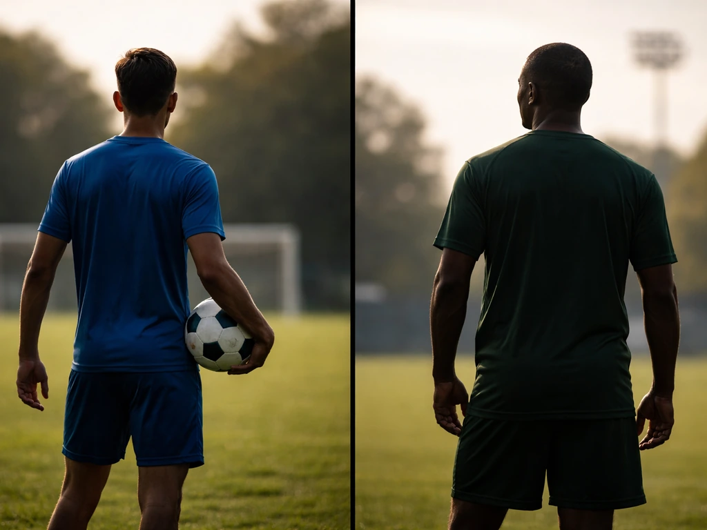 Split-screen style image showing two footballer silhouettes—one labeled by context but no text—suggesting Etienne vs Sam