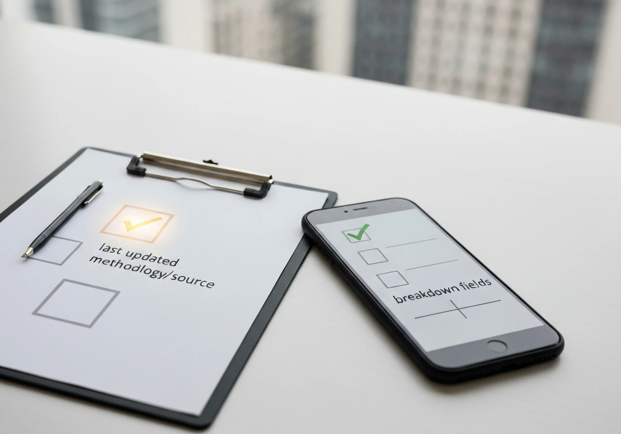 Minimal desk scene with a clipboard and phone showing checkmarks for net-worth checklist items.