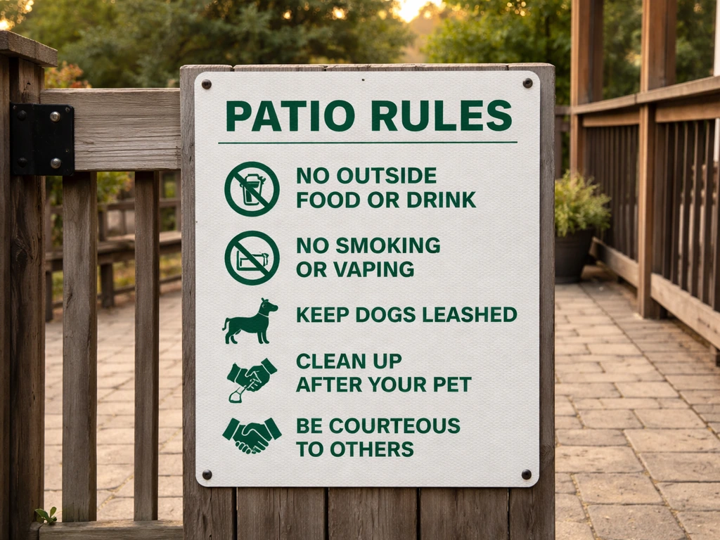 patio rules signs
