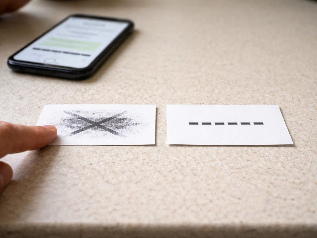Hand compares two promo code slips—one clearly worn and invalid, the other clean and verified at checkout.