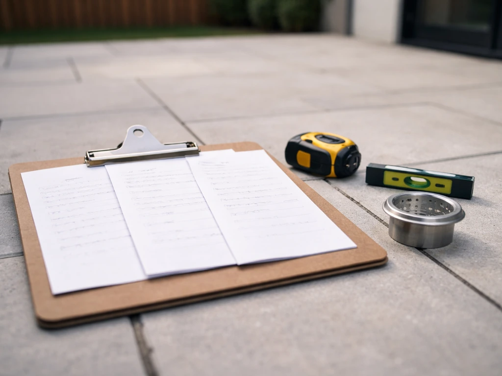 Close-up of a contractor’s work tablet showing three handwritten quote sheets with matching scope items