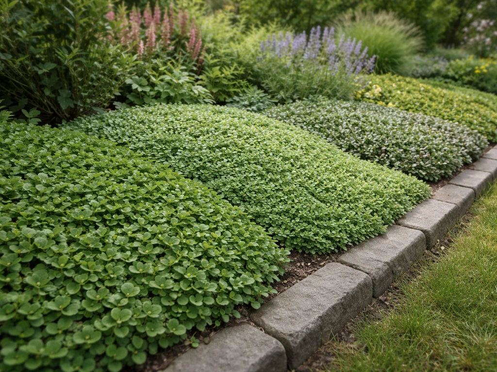 Bodembedekkers in een tuinborder die de bodem dicht afdekken, met weinig kale plekken