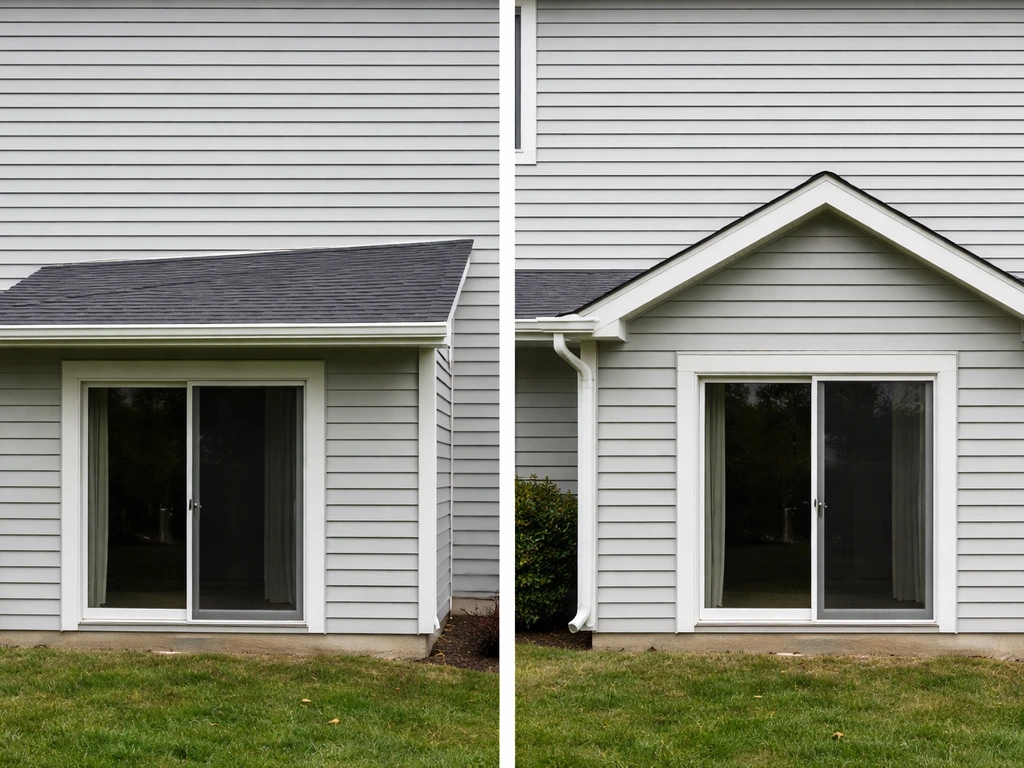 Two simple home extension roof styles shown side-by-side: a lean-to shed roof and a gable roof.
