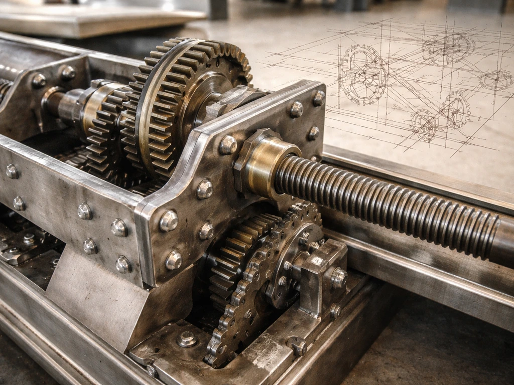 Close-up of vintage ice-resurfacer machinery with a subtle technical sketch overlay, like patent-to-manufacturing.