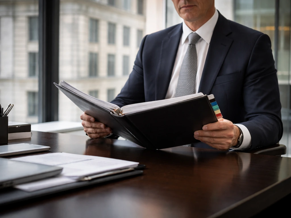 Anonymous lawyer in a Sullivan & Cromwell–style New York law office, linking Frank Aquila to M&A work context