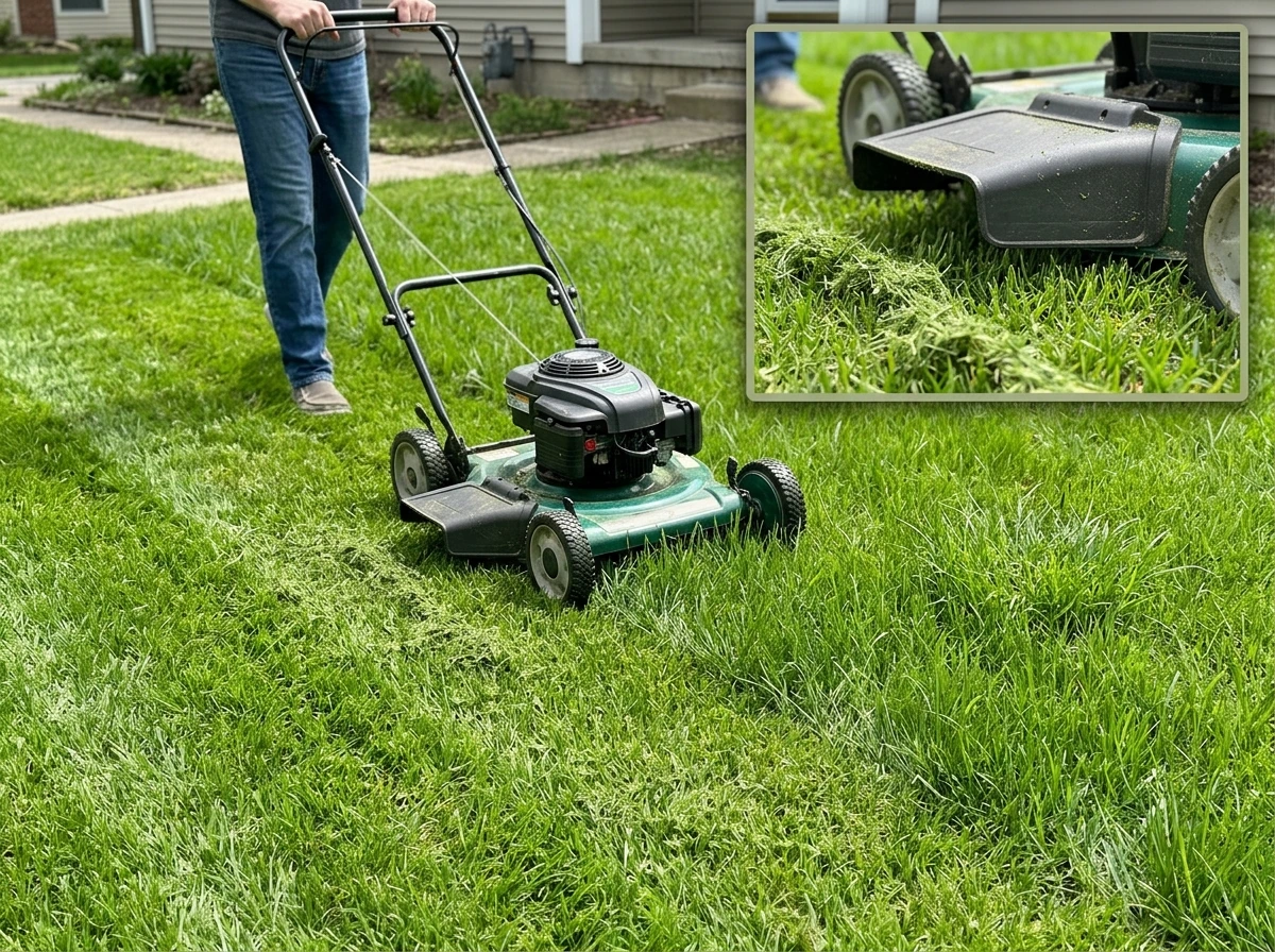 First mow of newly established grass at proper mowing height
