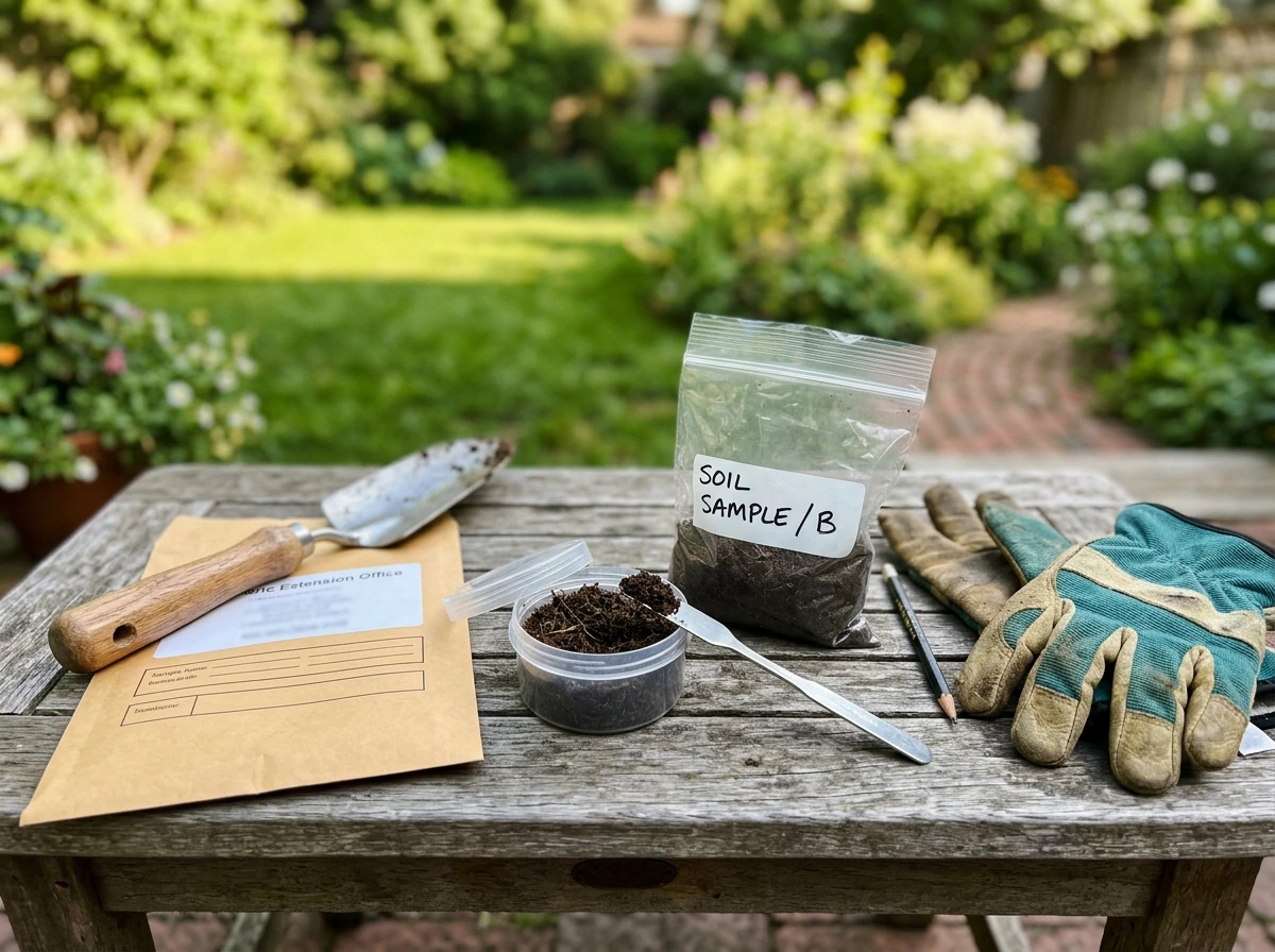 Soil test kit and sample bag for a zoysia seed site