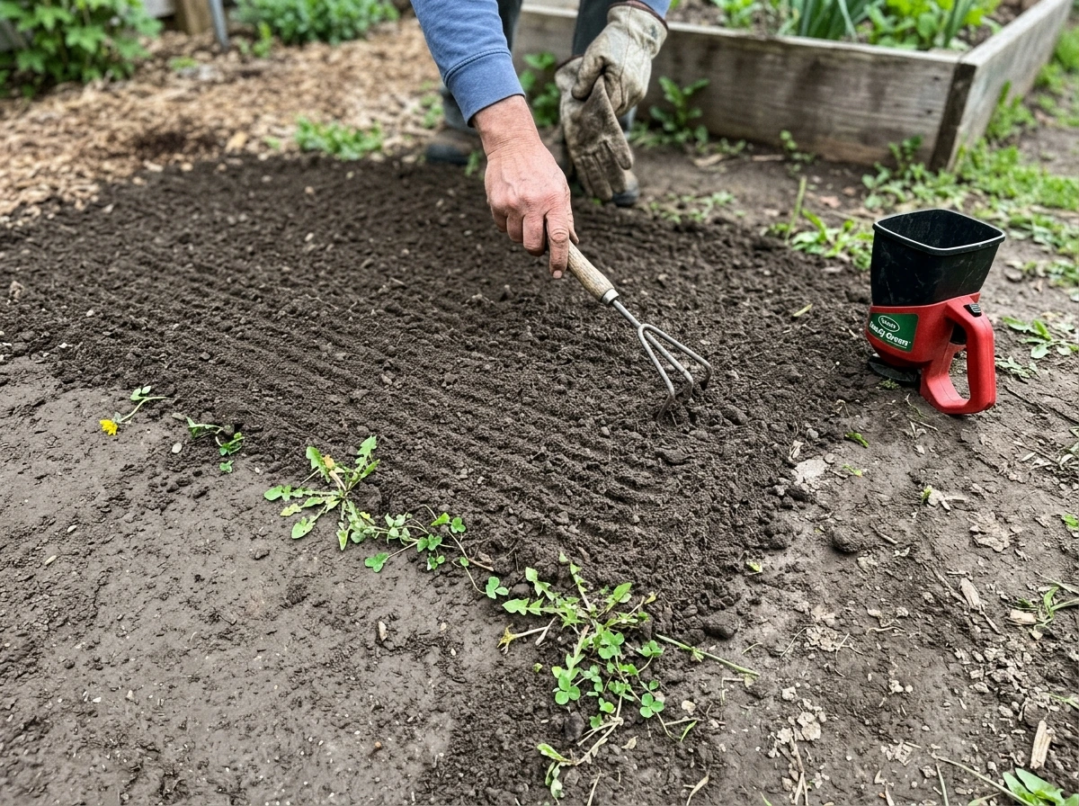 Lightly raked seedbed ready for seed placement