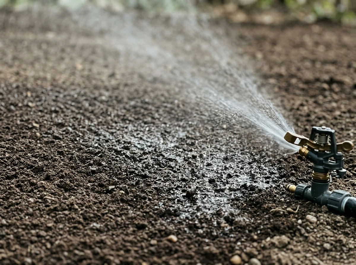 Fine mist watering to keep seedbed surface consistently moist