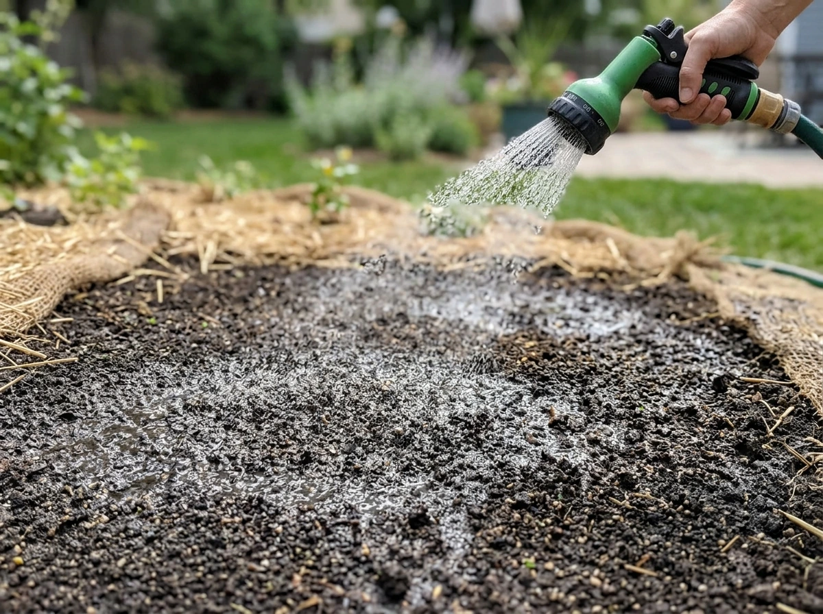Watering schedule moment: fine mist keeping seedbed moist