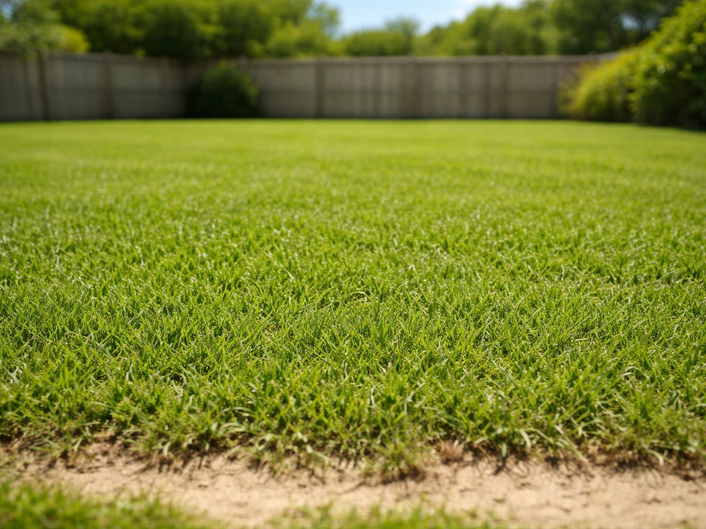 Lush, dense Bahia grass turf in full sun in a bright Florida backyard