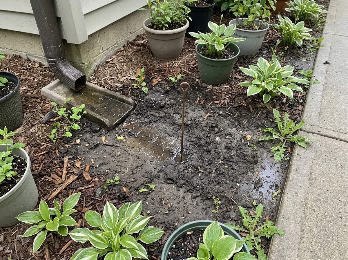 Wet, poorly drained soil where ground cover outperforms grass.