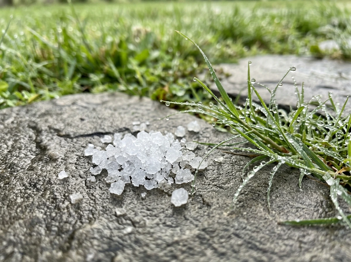 Epsom salt crystals and Bermuda grass blades showing magnesium-nutrient context