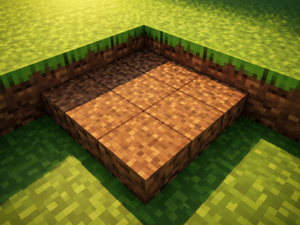 Minimal view of a game block area showing regular dirt, nearby grass source, and bright light for regrowth