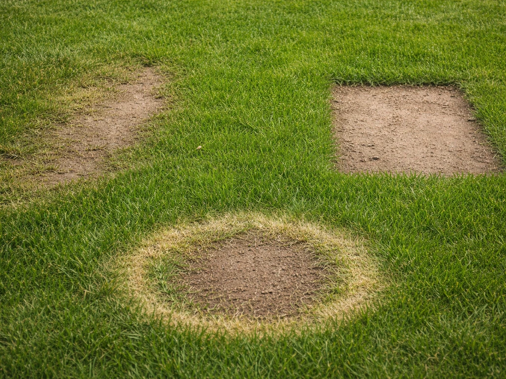 kale plekken in gras