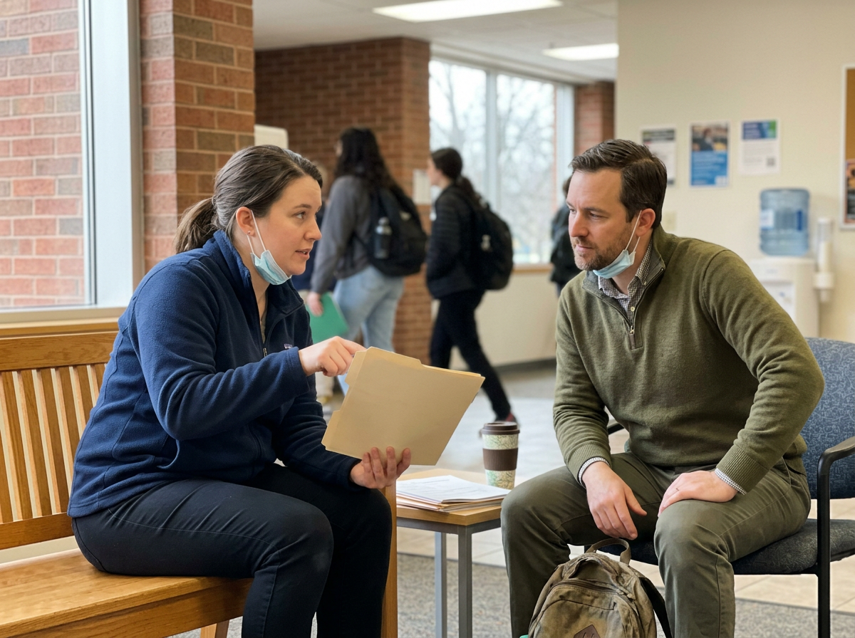 Clinician testing setup: nasal swab kit and sample collection materials