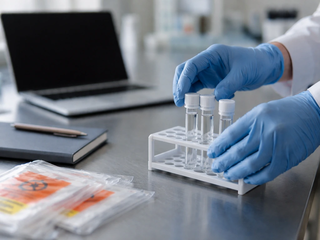 Gloved hands in a clean lab arranging unlabeled sample tubes and supplies to suggest next steps after RT-PCR results