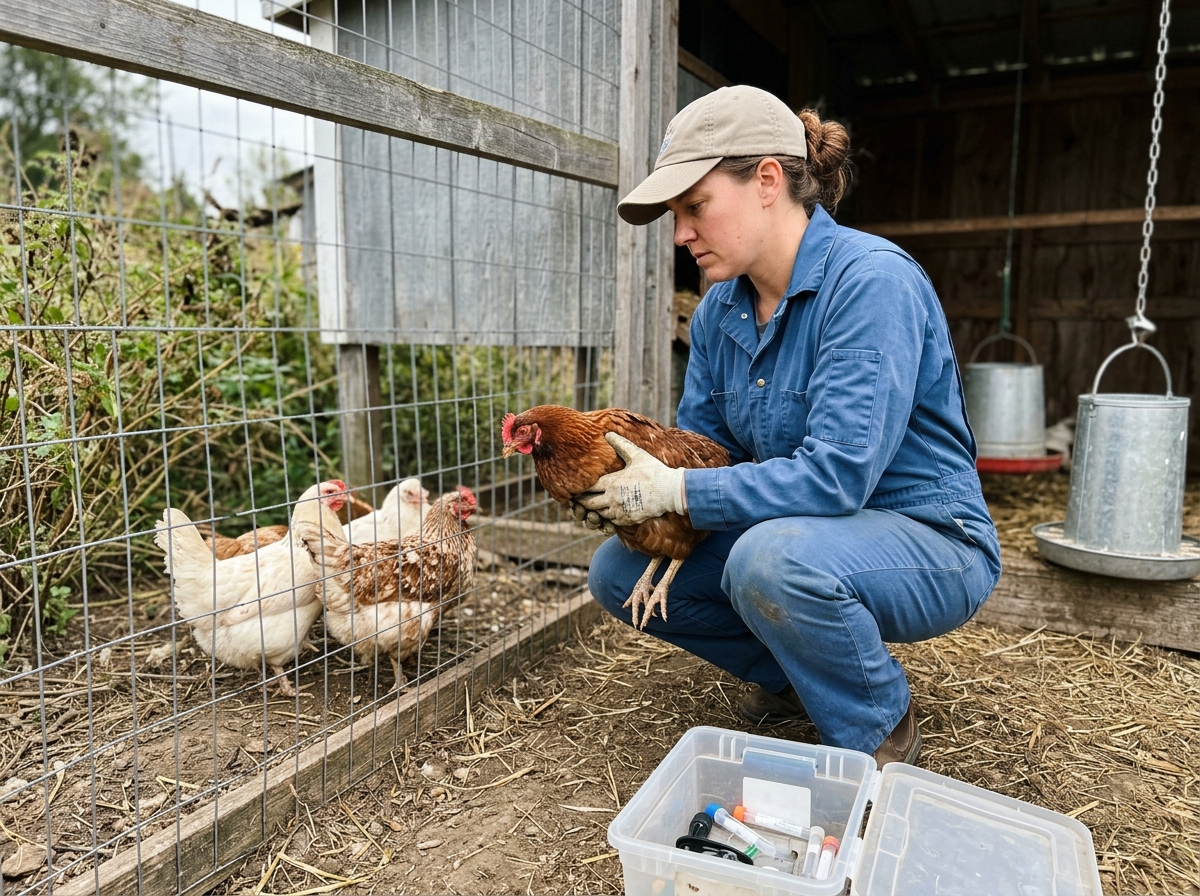 Illustration of biosecurity and cleaning your coop after an outbreak