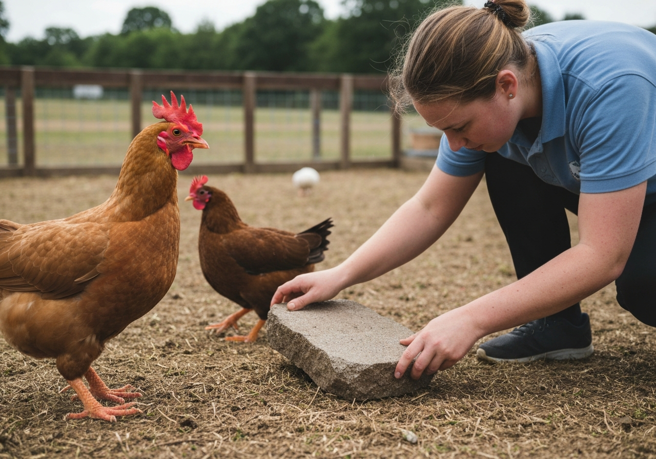 Empty water feeder and a quarantined poultry yard awaiting response action