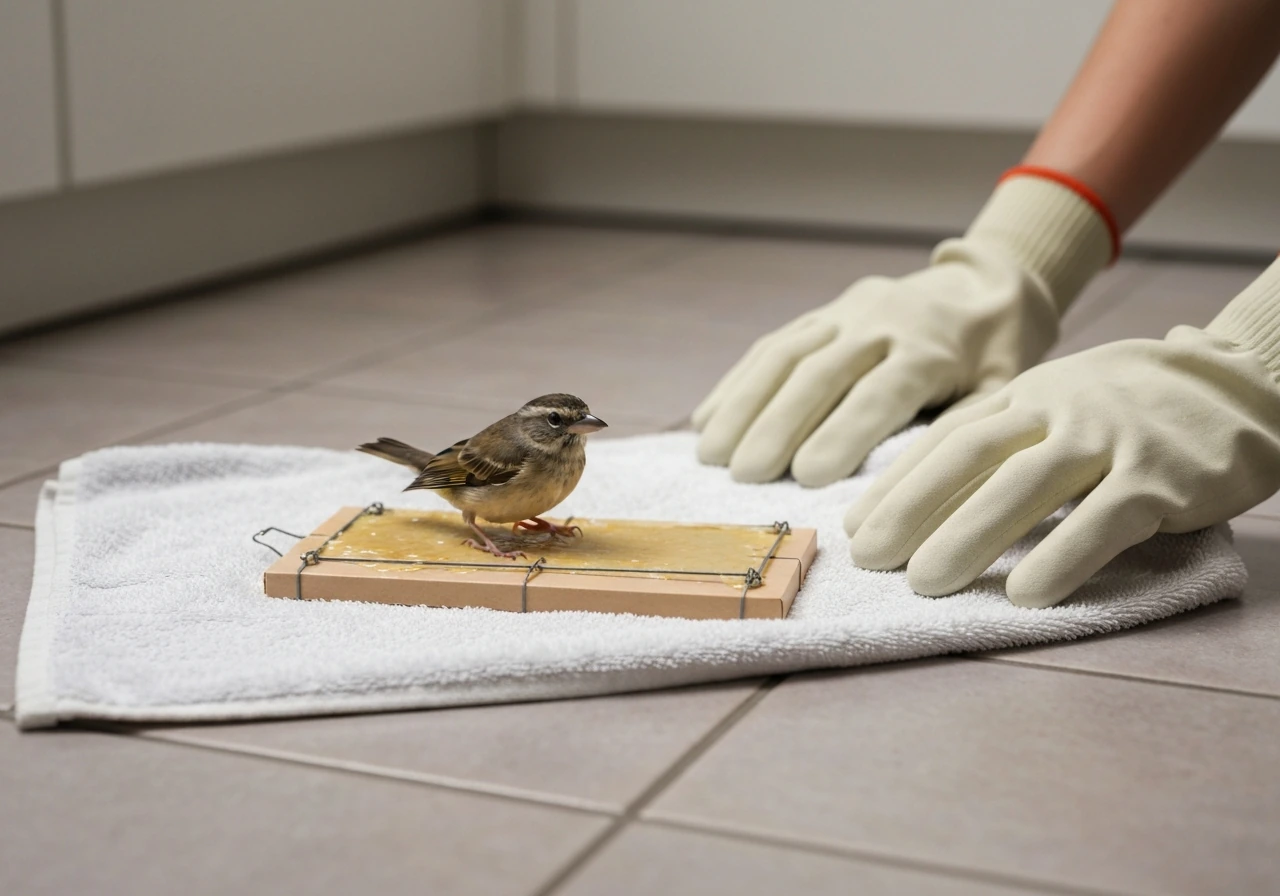 how to get a bird out of a glue trap