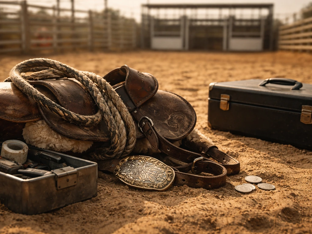 Symbolic scene of Brazilian bull riding lifestyle with financial success mood, no identifiable person.