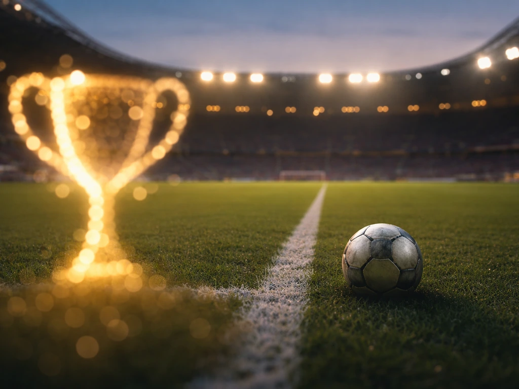 Empty football stadium at dusk with a gold trophy-like glow, evoking a searched athlete net worth.