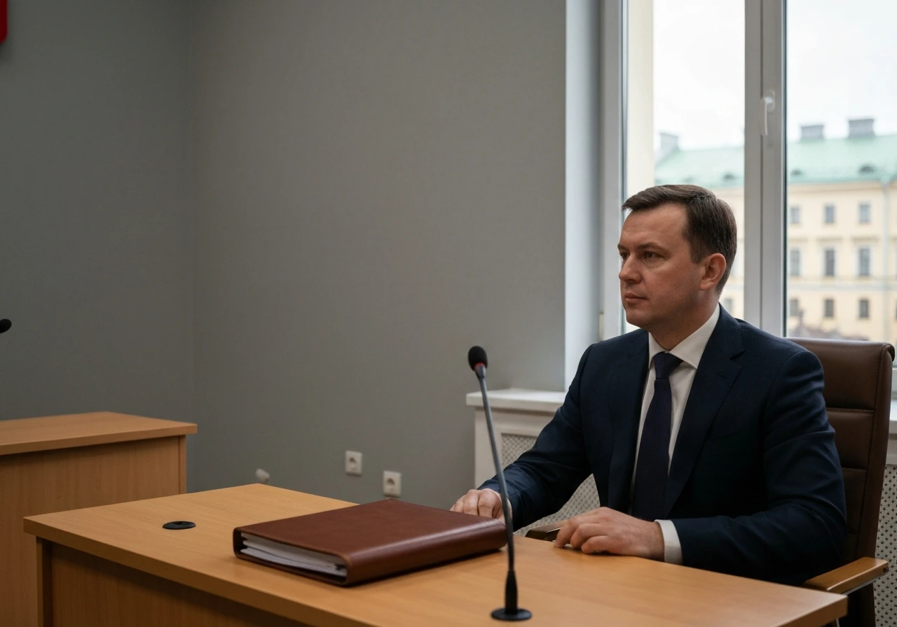 Anonymous political figure in a formal Crimea government-like office, neutral meeting room context