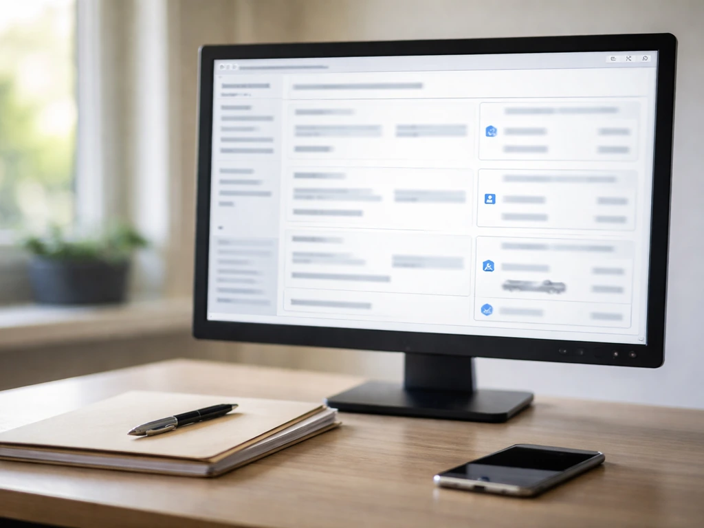 Close view of a computer monitor displaying a blurred asset declaration form with money-related fields.
