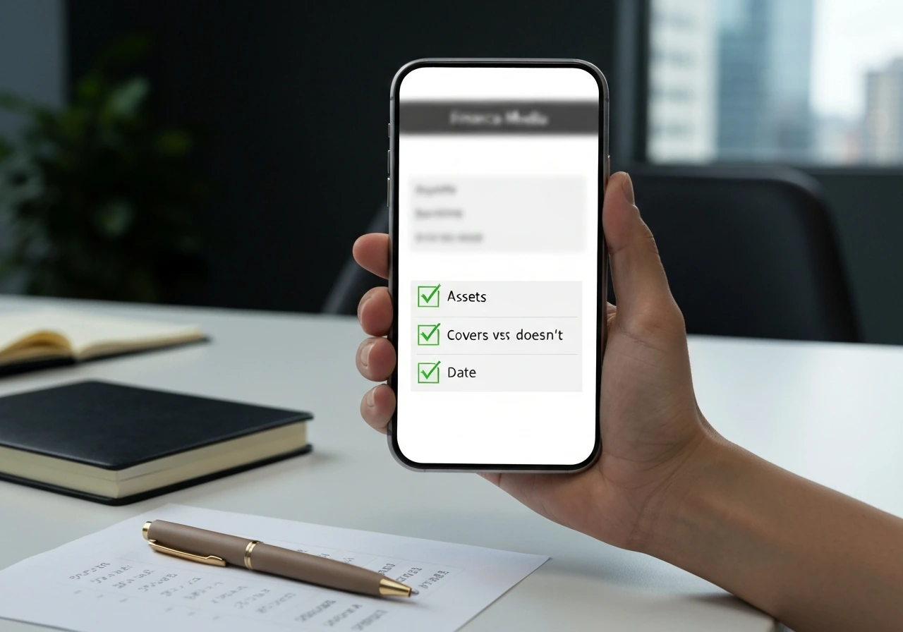 Candid desk photo with a smartphone showing blurred highlighted fields about net worth and source verification