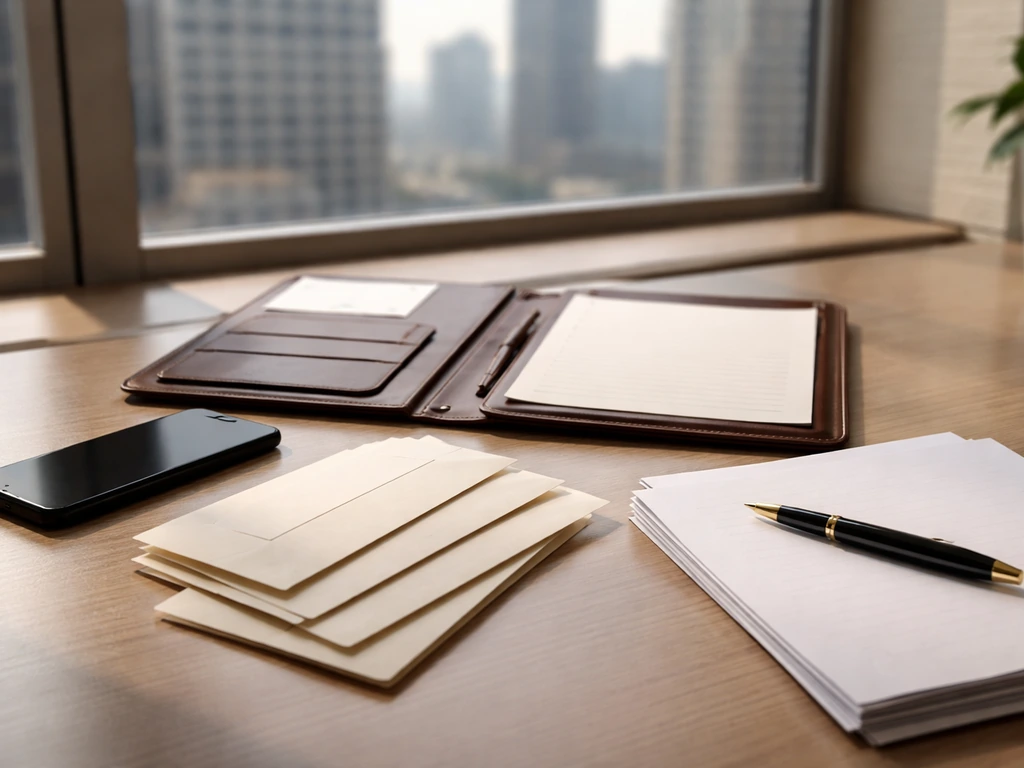 Minimal office desk with blank papers and envelopes, symbolizing an inferred asset and income breakdown