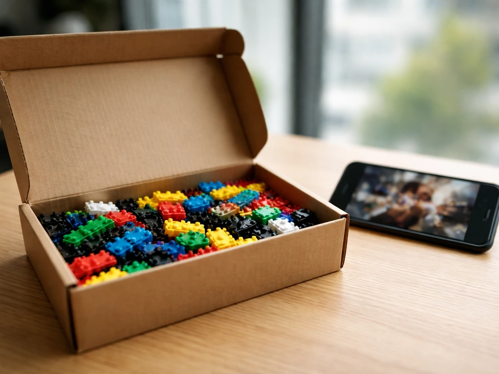 Minimal business desk scene with construction-toy components symbolizing an entrepreneur’s net worth analysis