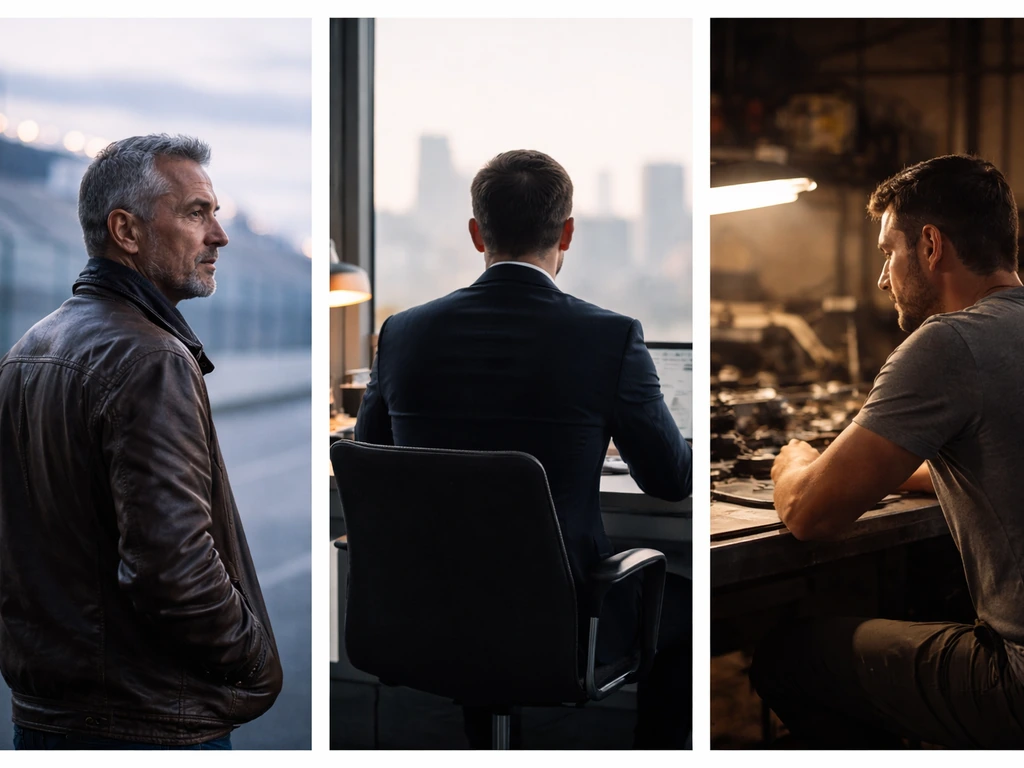 Minimal three-panel style photo collage showing three anonymous figures and context cues for disambiguation