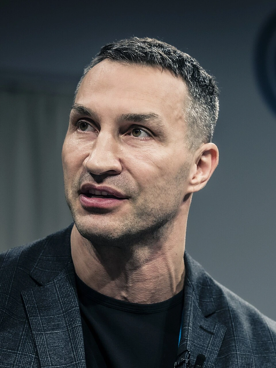 Vladimir Klitschko speaking at an event in 2023
