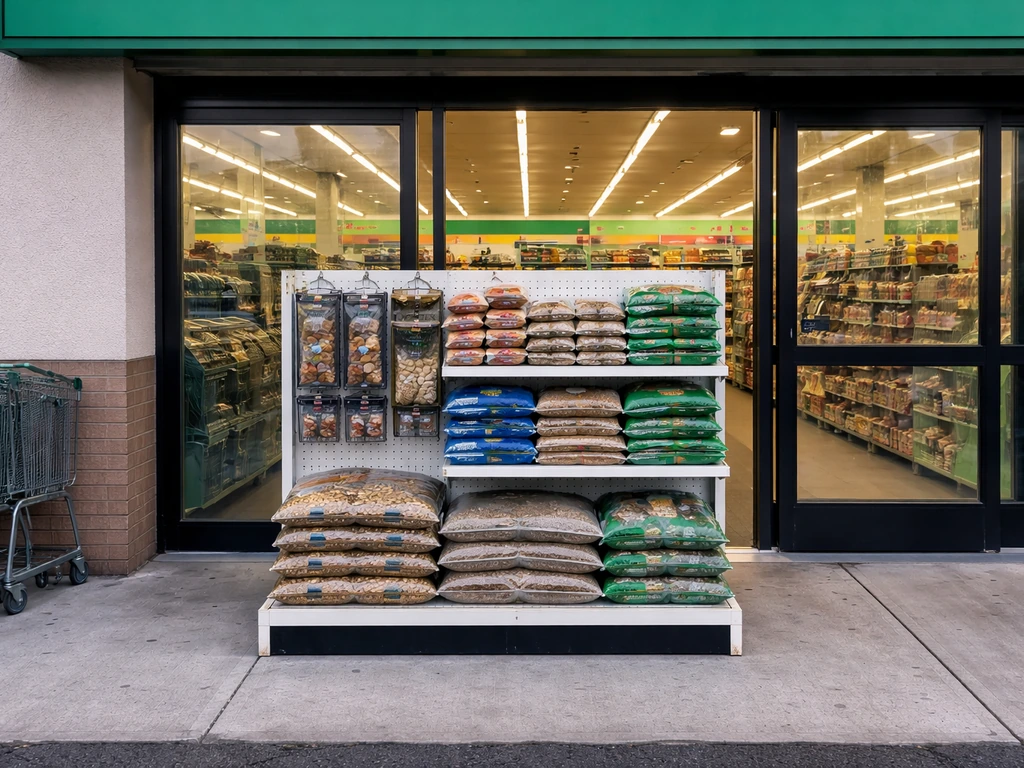 Dollar Tree storefront exterior with a clear bird seed and suet display near the entrance.