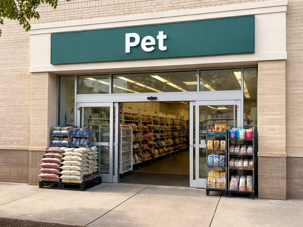 Walgreens storefront entrance with pet-related signage, suggesting pet products may be available in-store.
