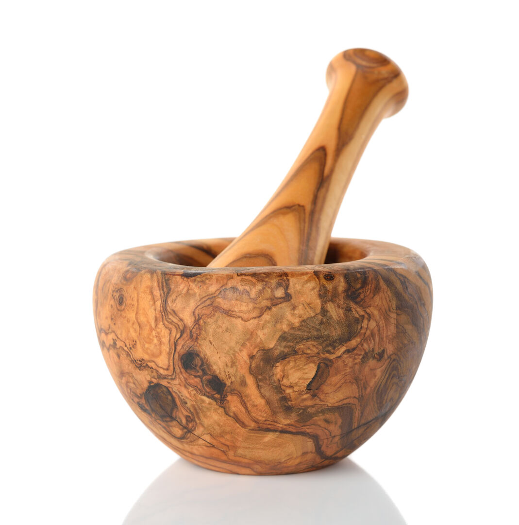 Mörser und Stößel aus Holz