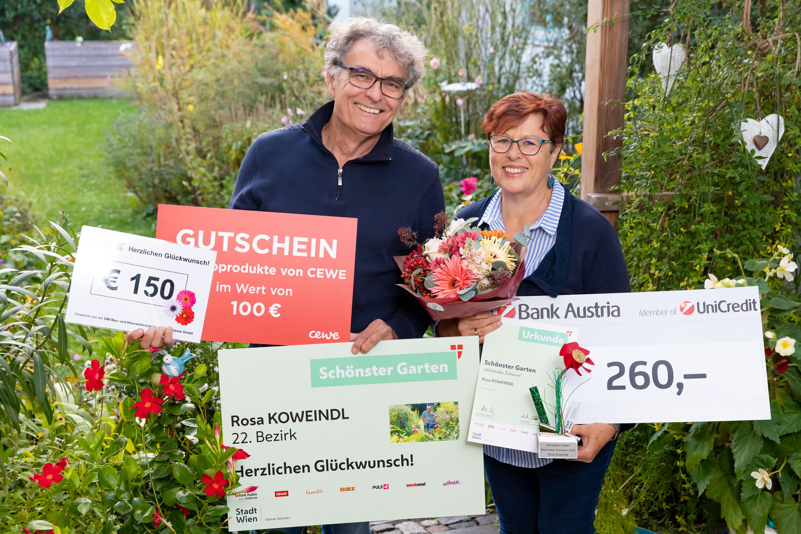 Sieger mit dem Preis für den schönsten Garten