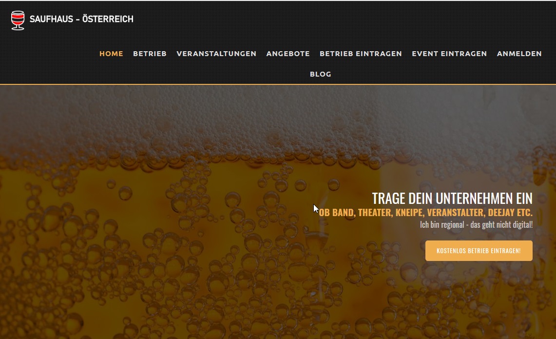 Eintragen &amp; vernetzen - im Saufhaus Österreich | Credit: Screenshot