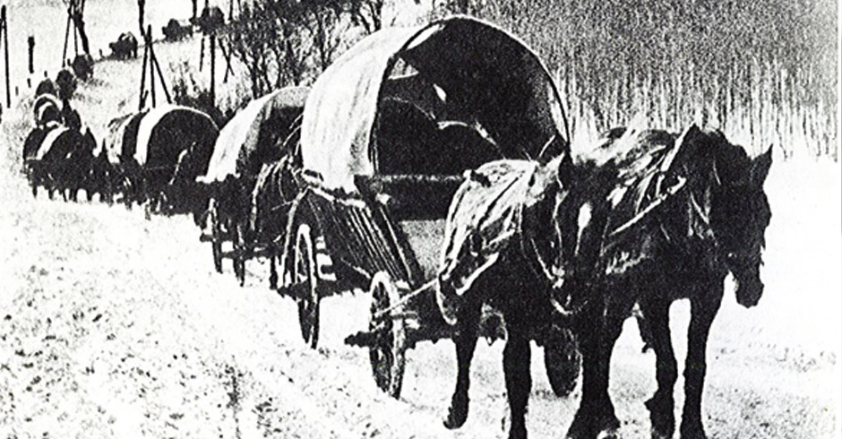 Ein Flüchtlingstrack im Winter 1945