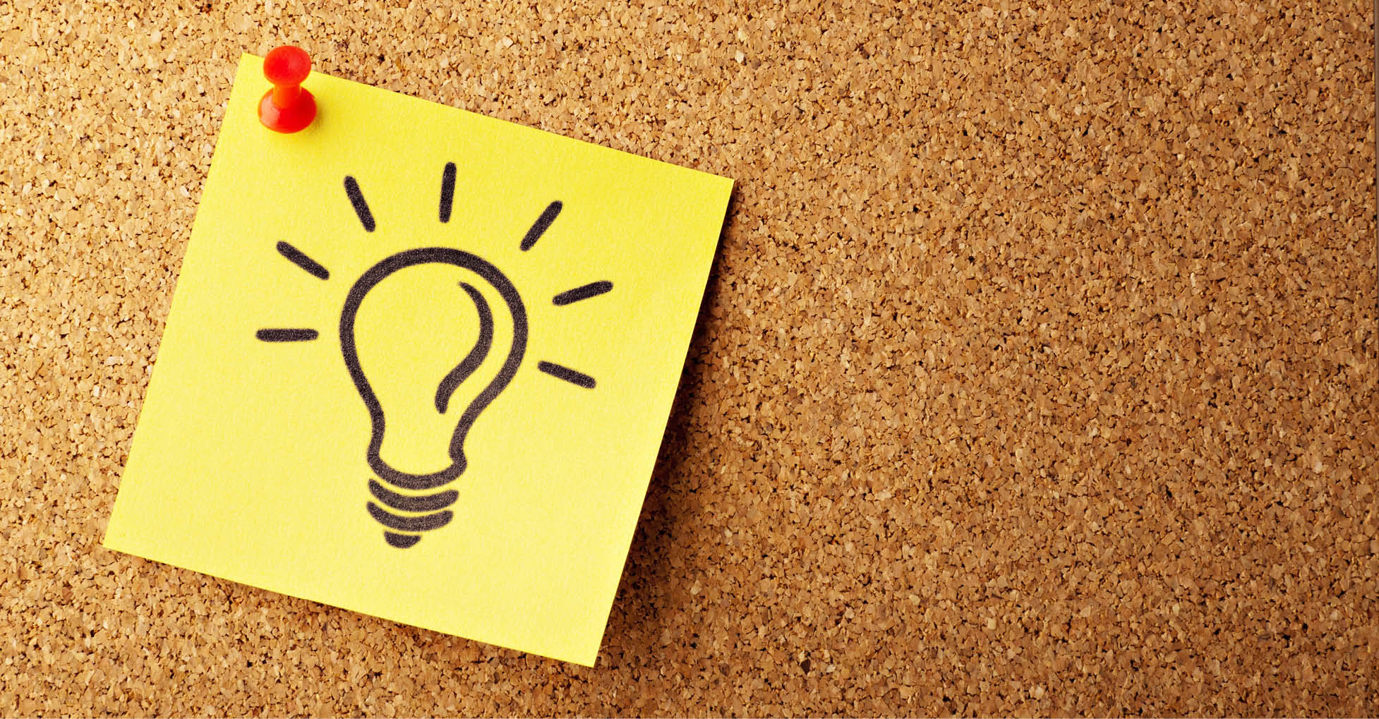 Glühbirne auf Postit