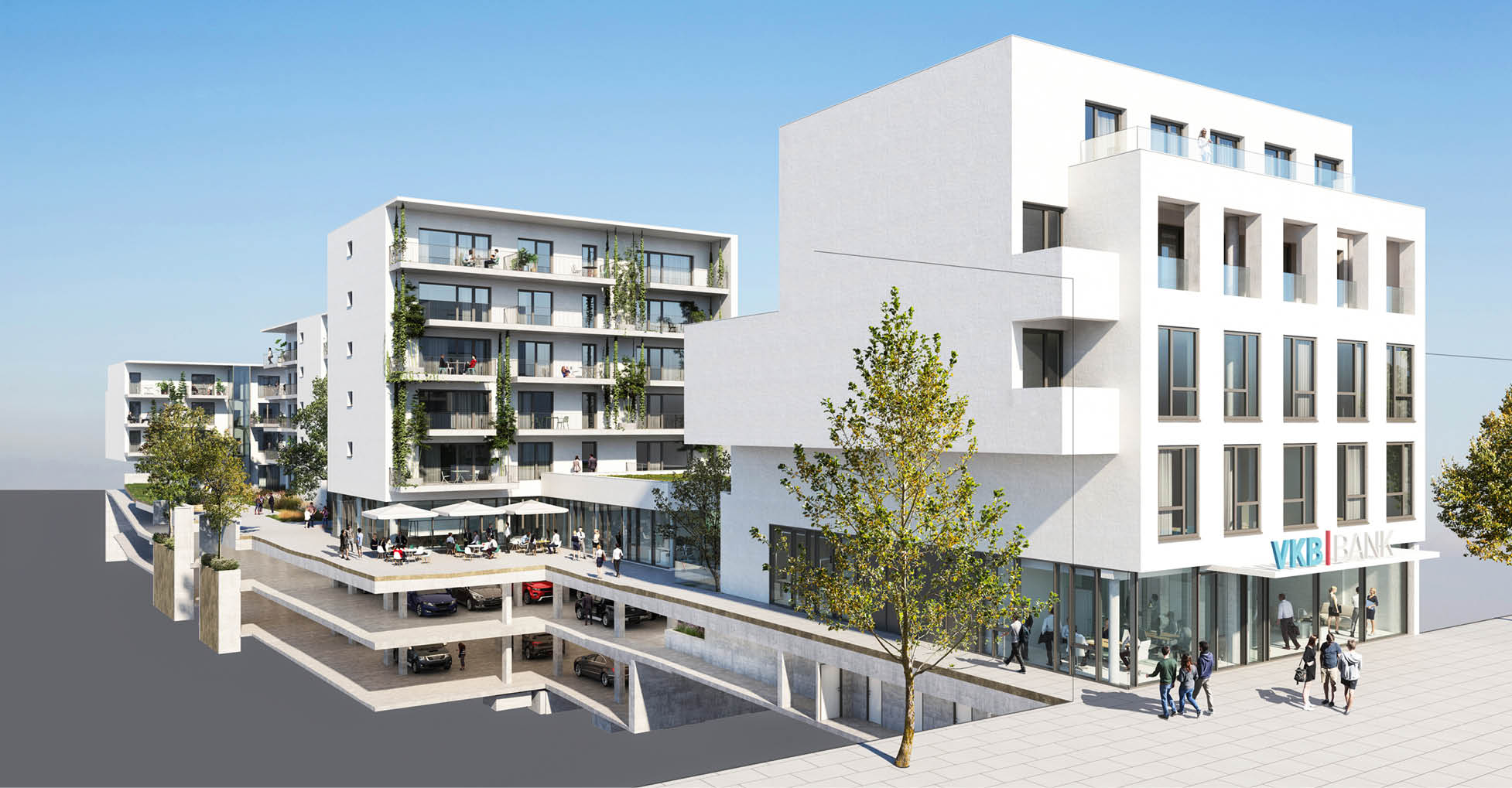 Rendering der neuen VKB Filiale in Wels