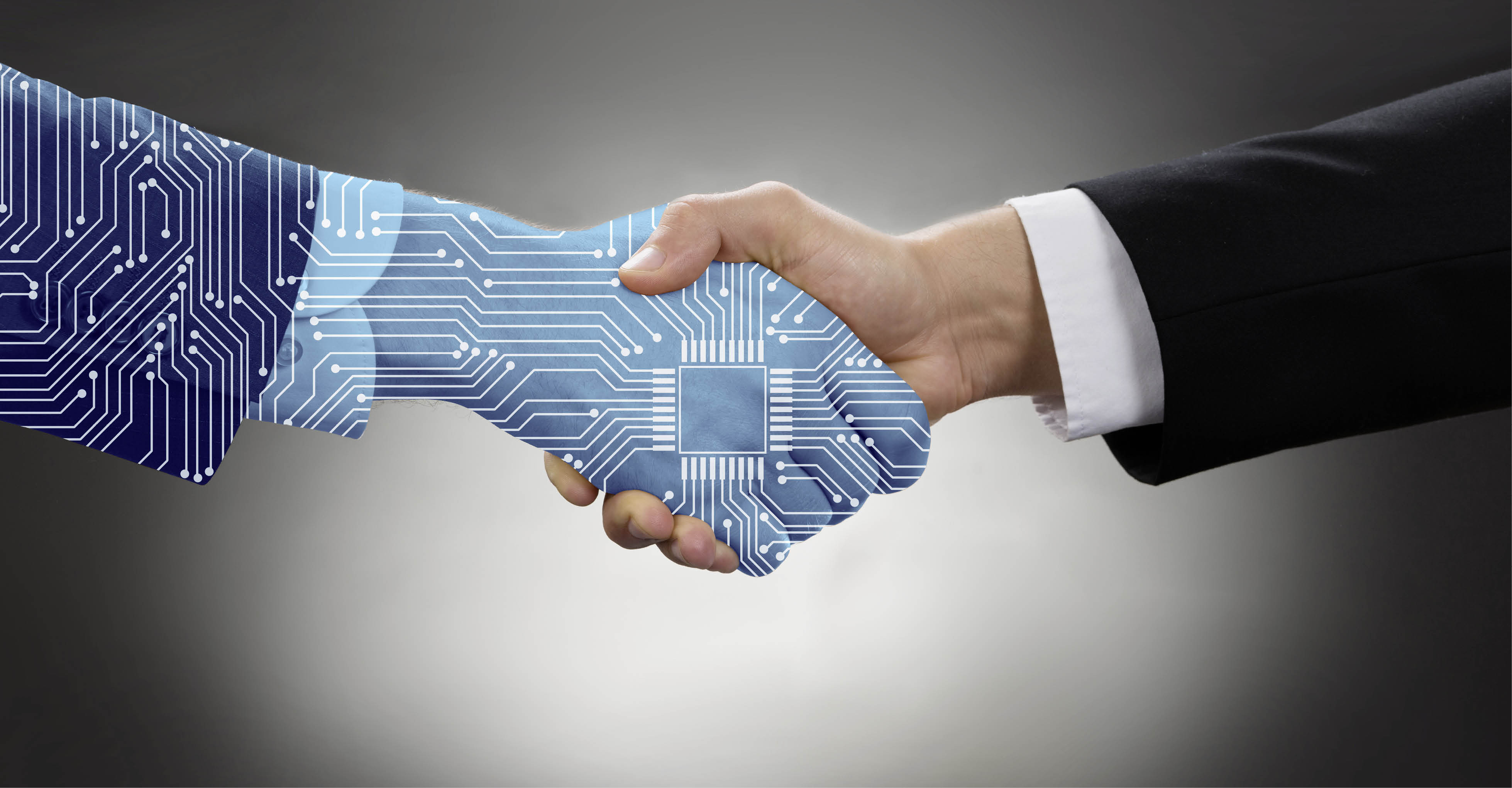 Handschlag mit Maschine