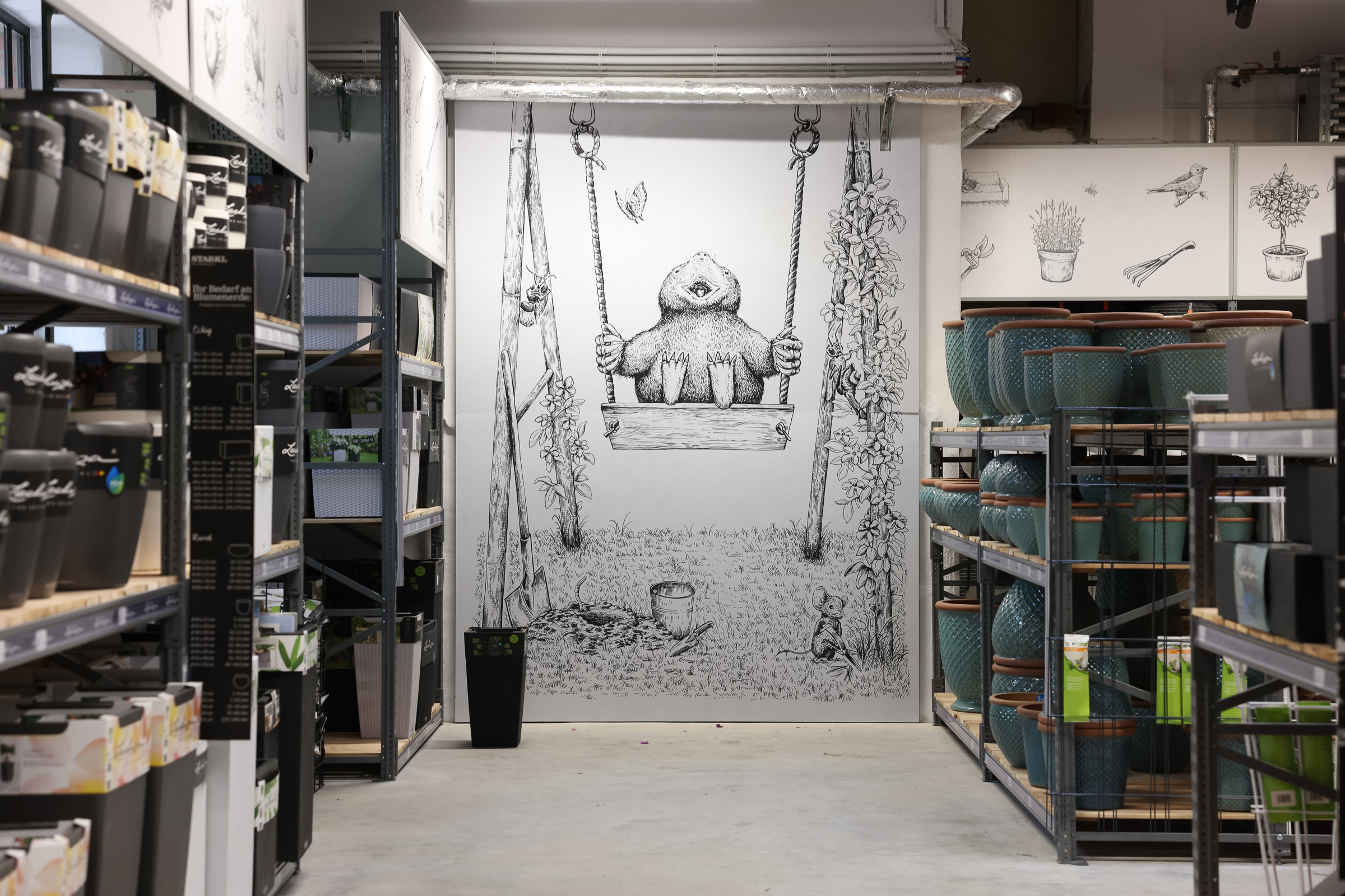 Wandzeichnung einer übergroßen Maulwurfs