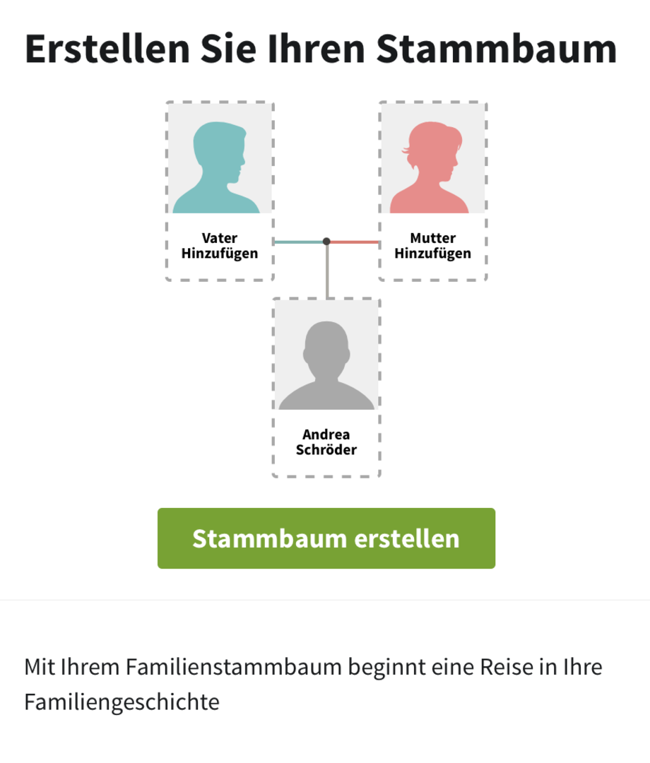 Stammbaum zum Ausfüllen auf einem Online Portal