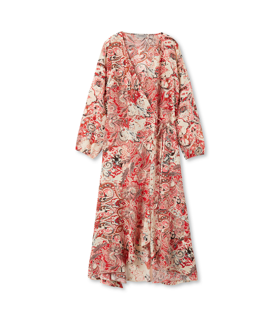 Geblümtes Seidenkleid in Rot- und Pinktönen von Falconeri