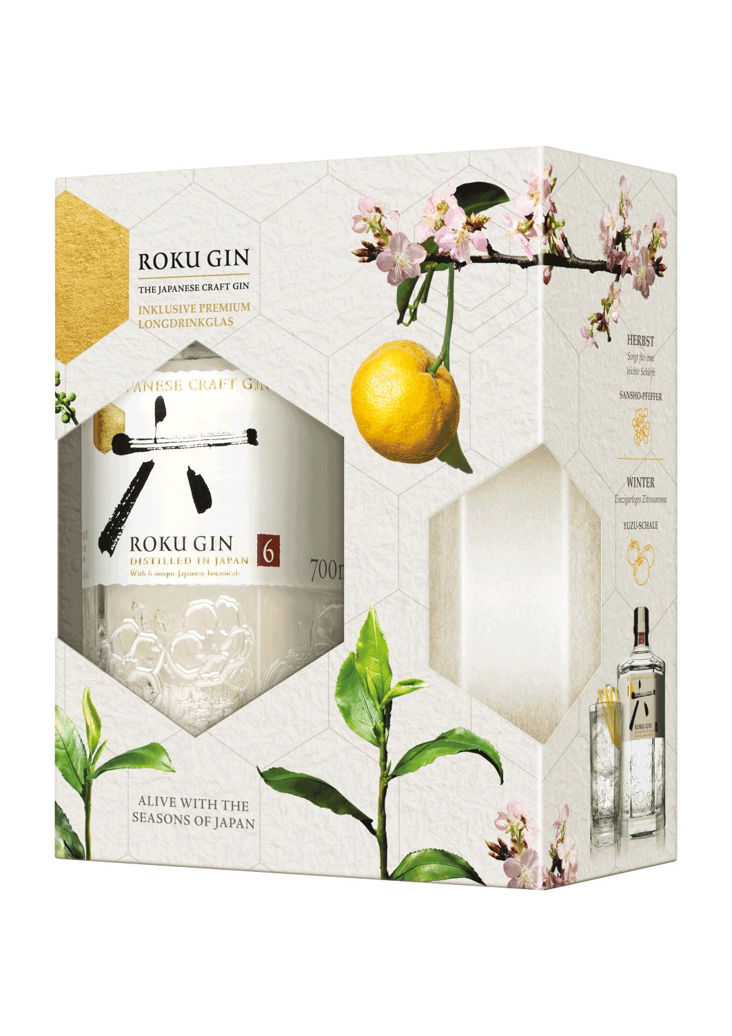 Roku Gin in Geschenkpackung mit Longdrinkglas