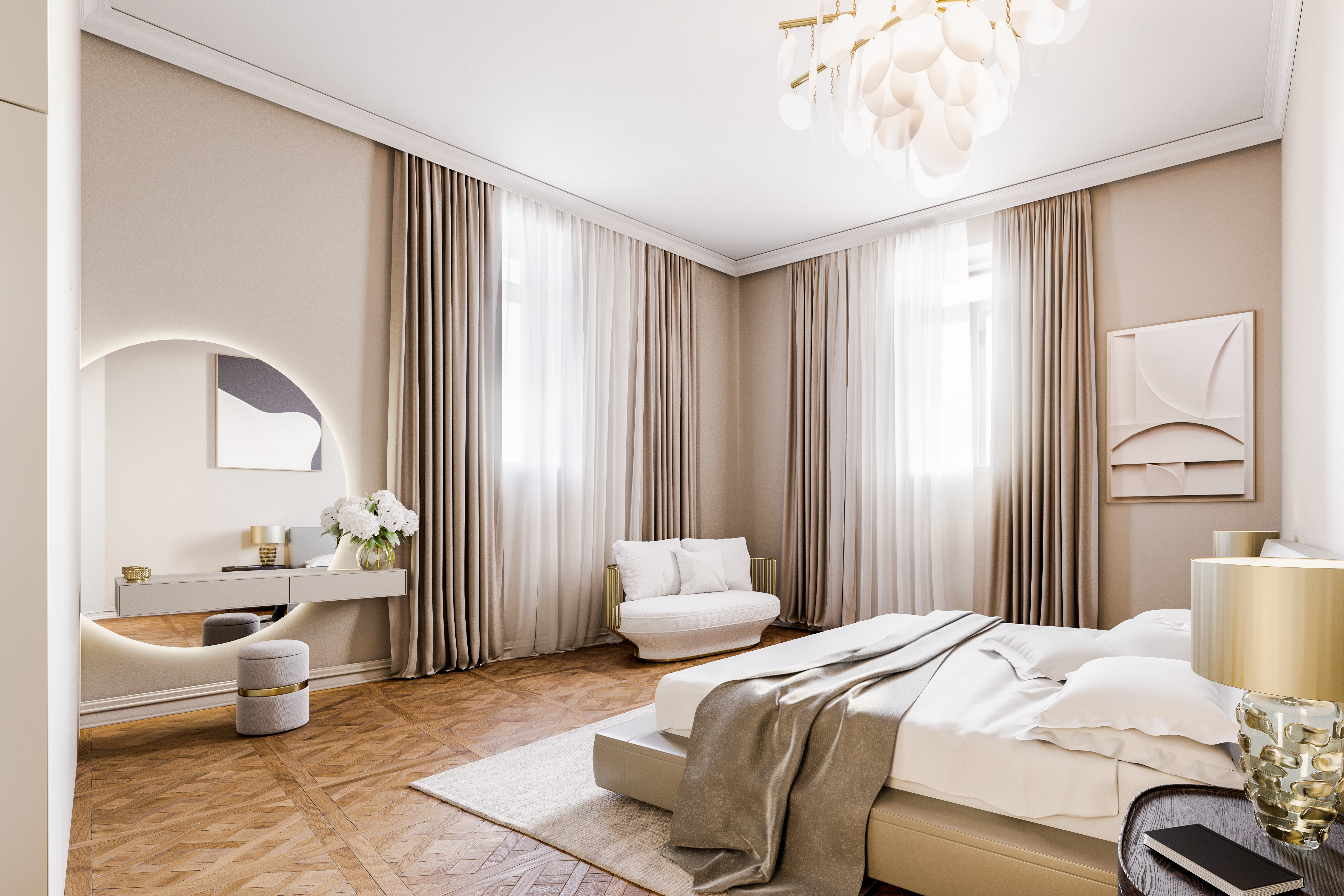 Großzügiges Schlafzimmer in den Telegraph Yards