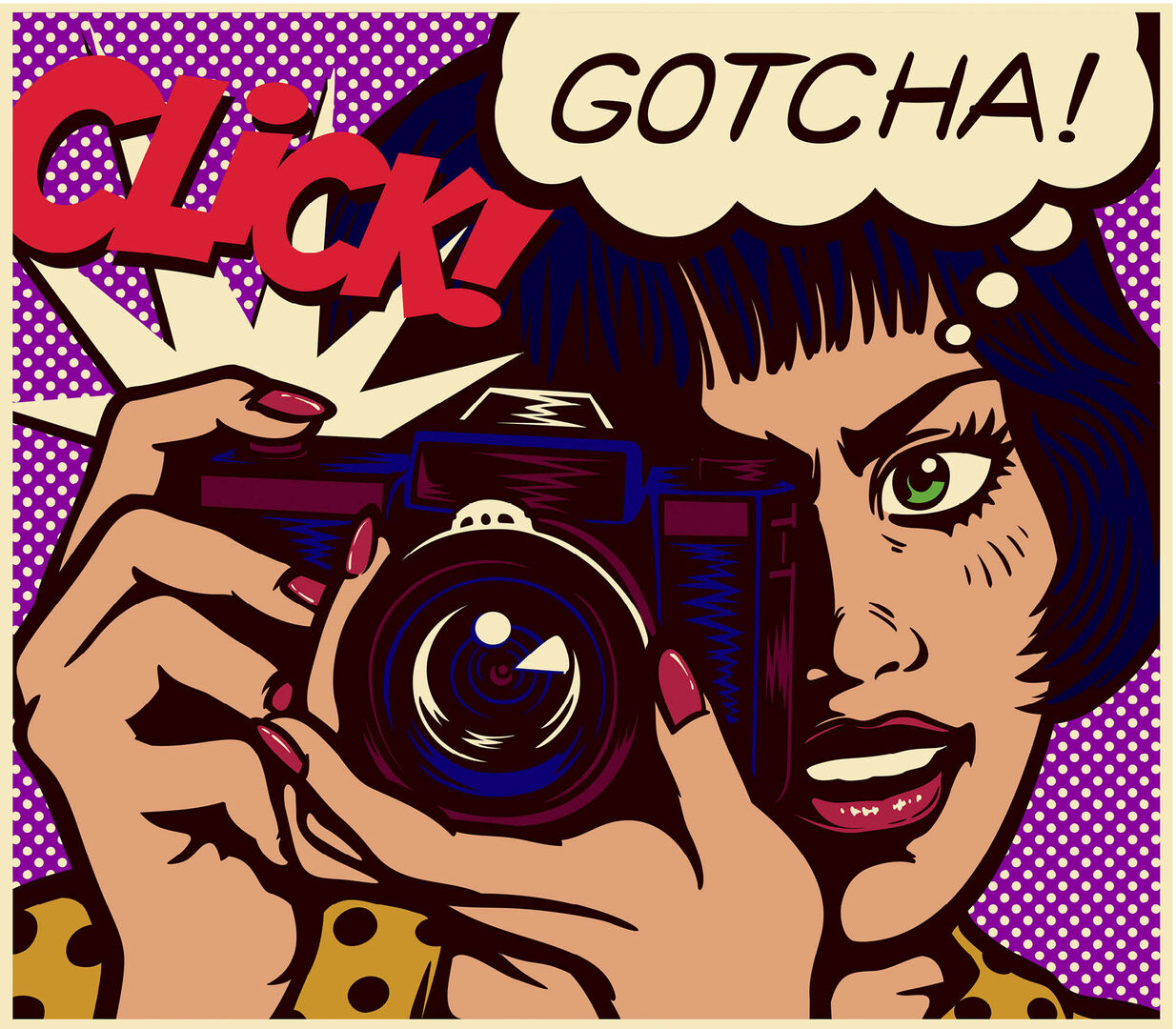 Comic Frau mit Kamera