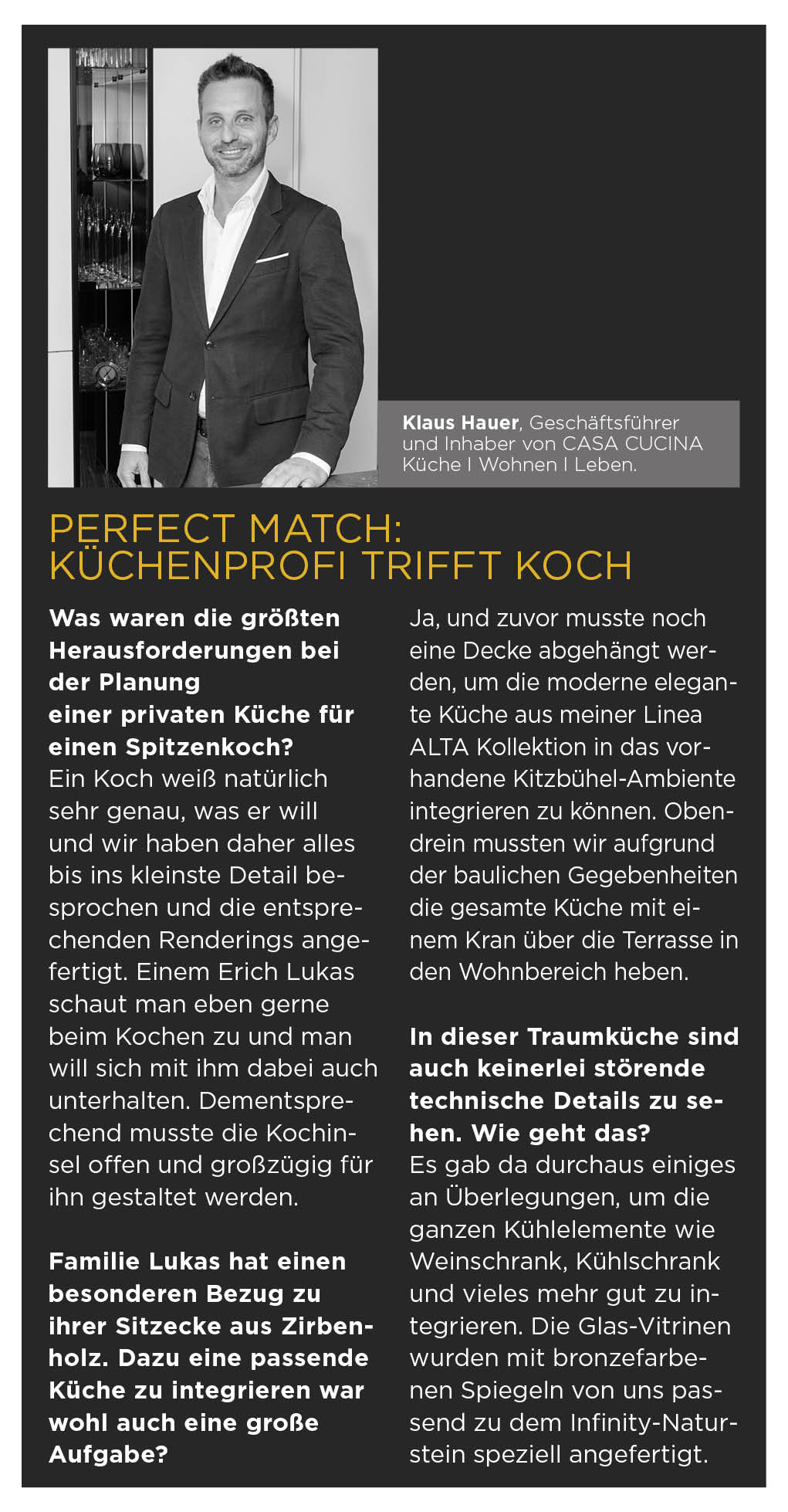 Klaus Hauer, Geschäftsführer und Inhaber von CASA CUCINA