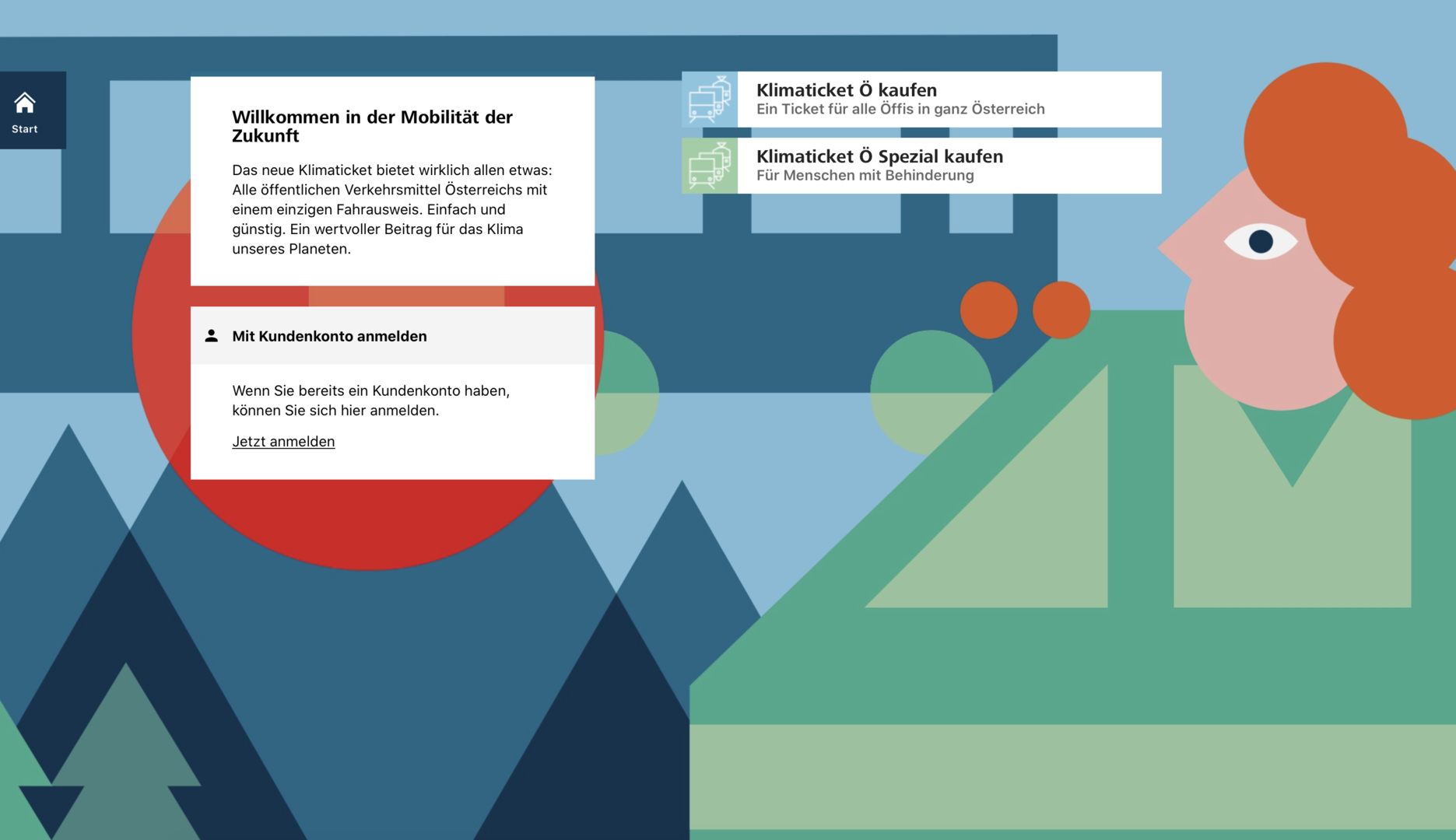 Screenshot der Website zum Klimaticket